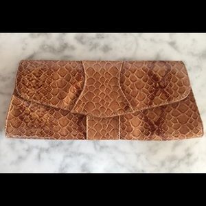 Faux Snakeskin Embossed Clutch Bag